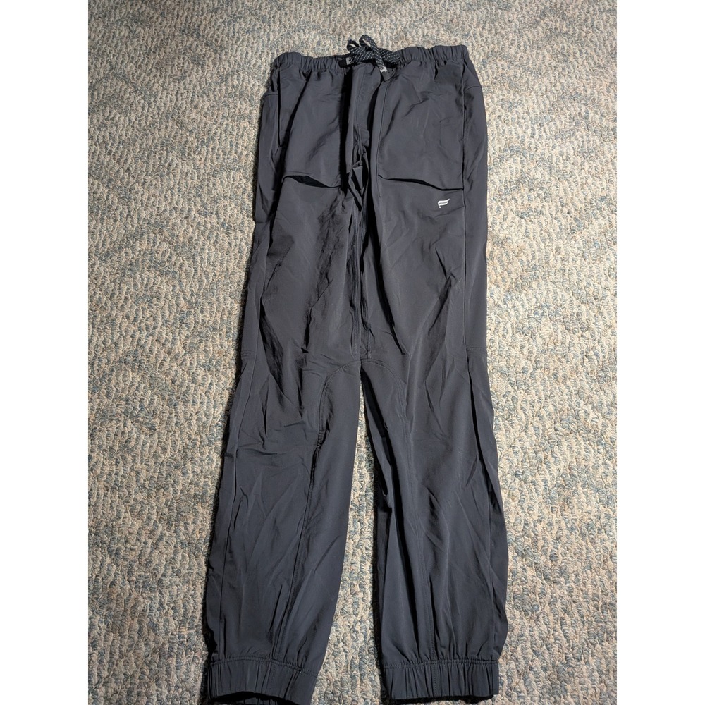 Fabletics Mens Gray Cargo Jogger Pants Size M Drawstring Elastic Cuff Activewear